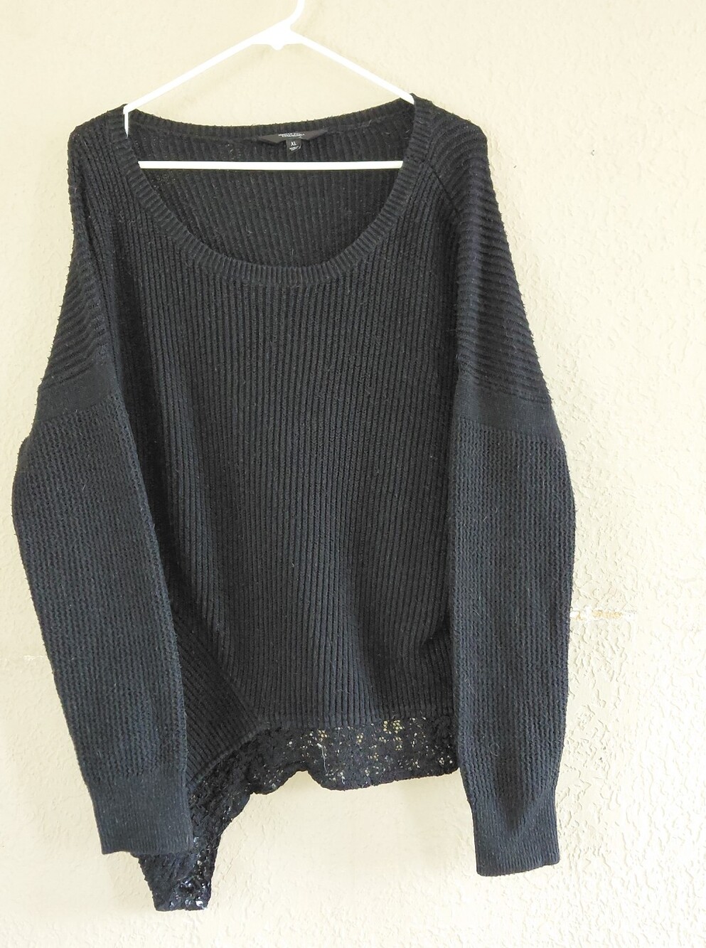 Simply Vera Vera Wang Black Lace-Hem Knit Sweater